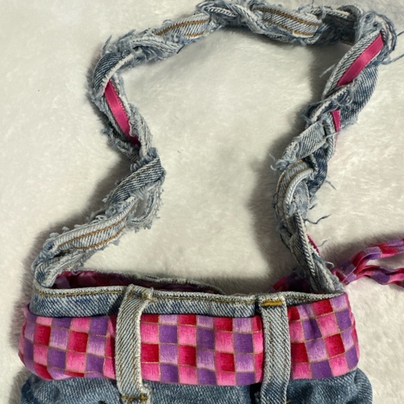 VTG Handmade black cat jean material with braided strap YTH Overall length 21” - Picture 5 of 5